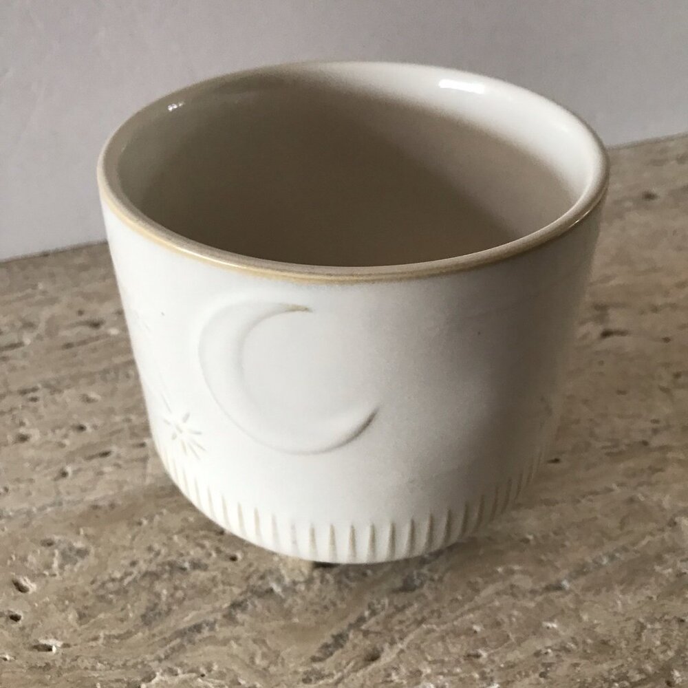 Celestial Planter Ceramic Pottery Moon Stars Boho Footed Cream White Tan Decor - Picture 5 of 16